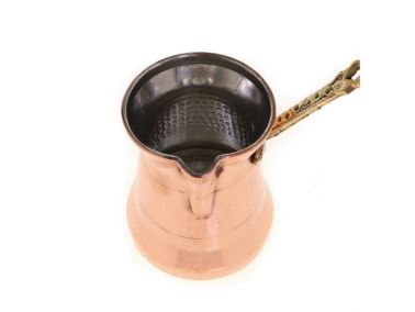 Çeyiz Diyarı Bakır Sultan Pirinç Kulp İnce Cezve 200 Ml Kırmızı - Thumbnail