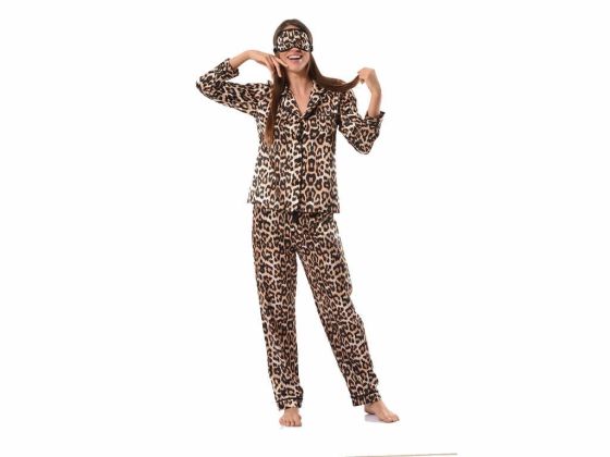 Leopar Desenli Saten Pijama Takımı 5664