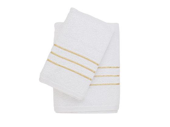 Stripe Pamuklu Banyo Havlu Takımı 2 Li Beyaz